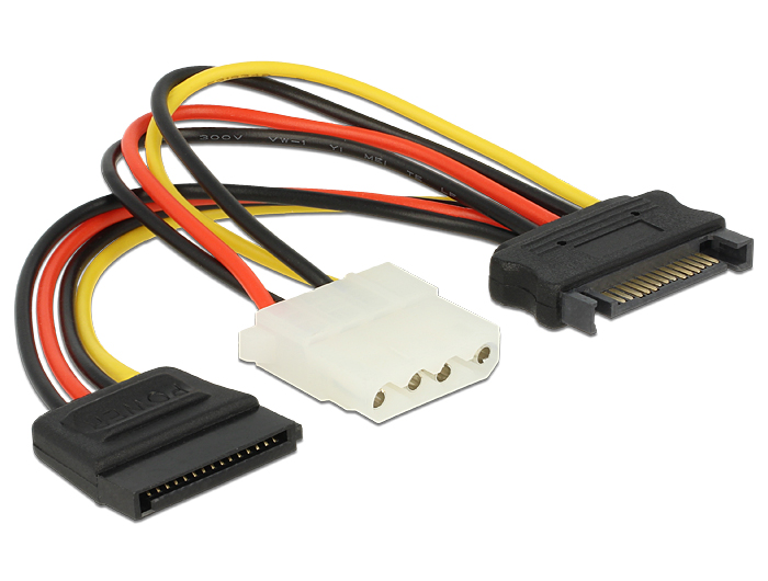 SATA 15P M TO SATA 15P F + Molex power 4P